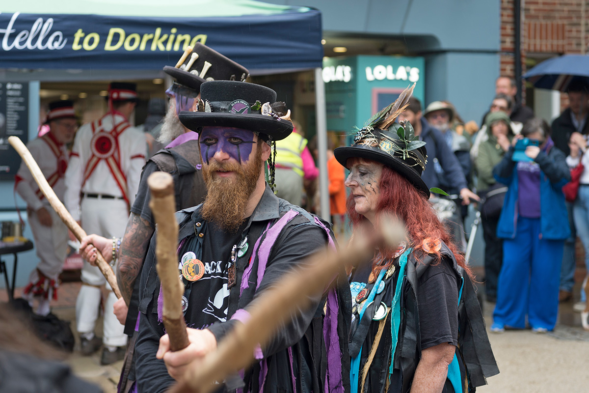 GBGW 2026 The Big Celebration. Dorking Day of Dance Morris Dancers preparing to dance