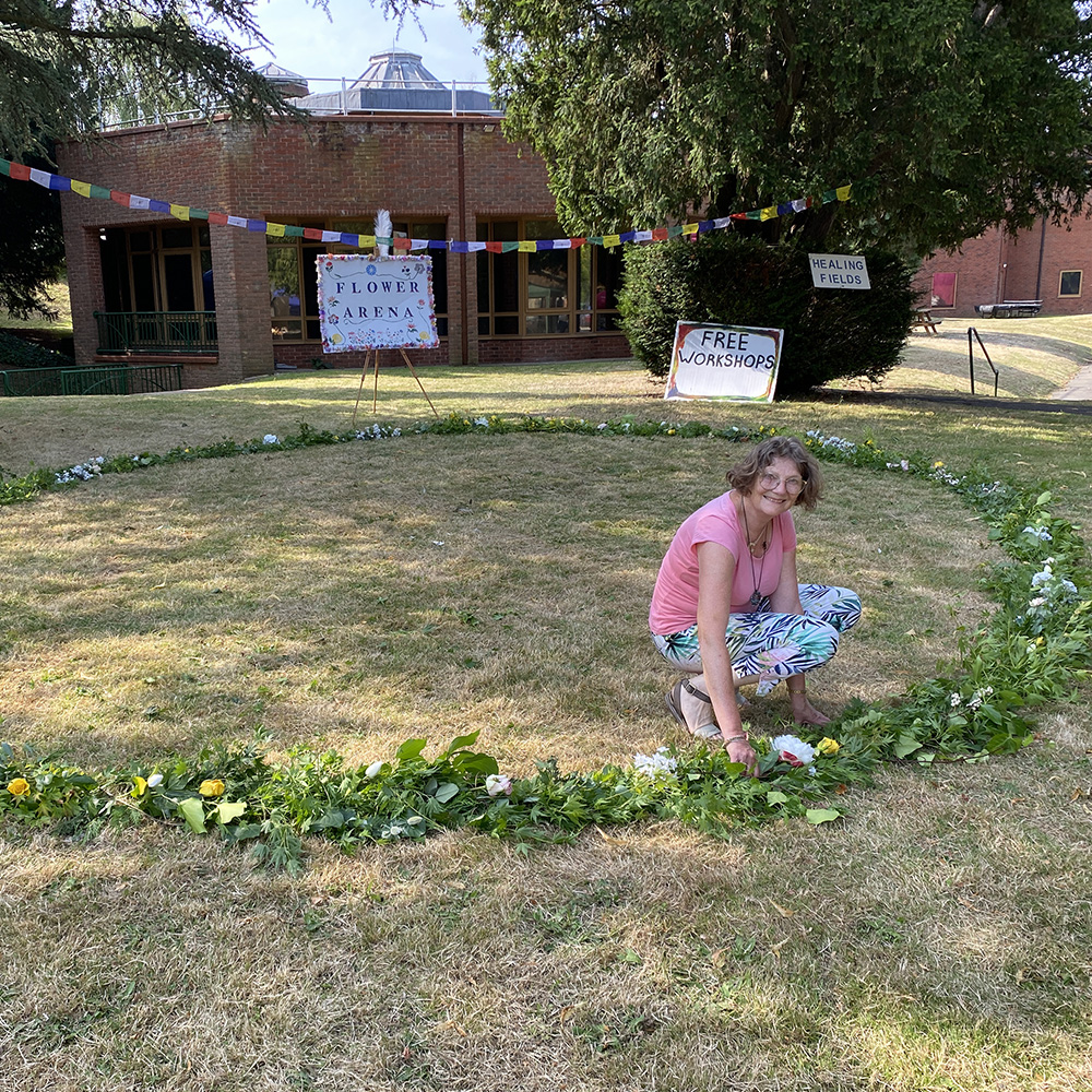 Caroline making the Flower Arena at Pippfest 2024