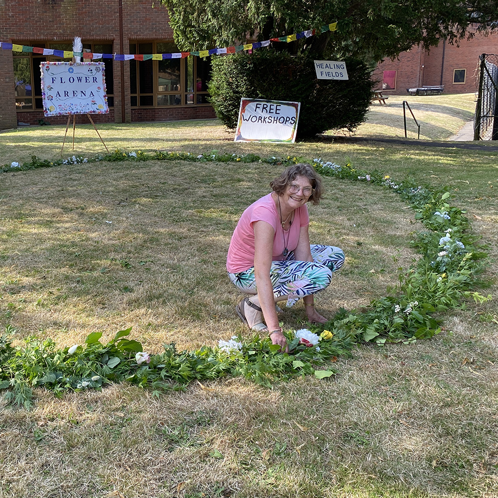 Caroline making the Flower Arena